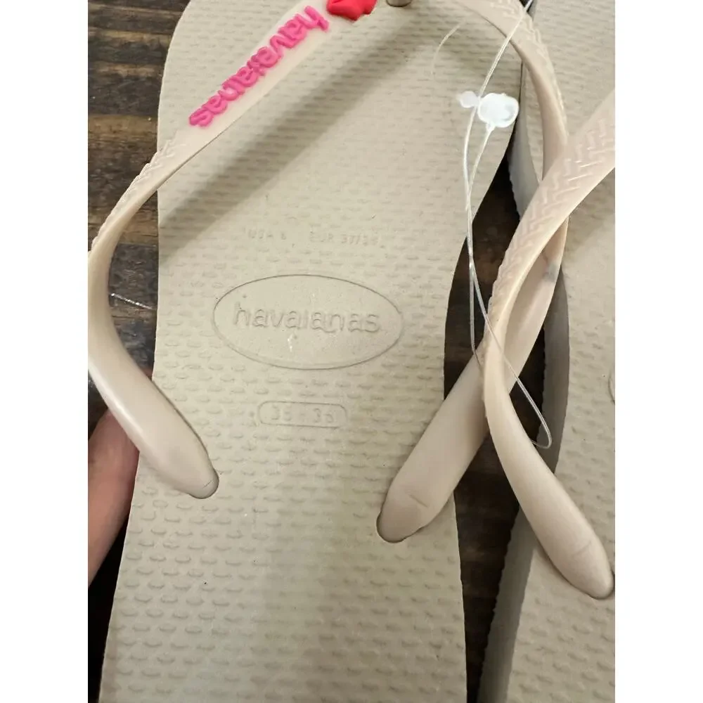 Havaianas Sand Grey red lips flip flops size 35/36 NWT - Picture 3 of 3
